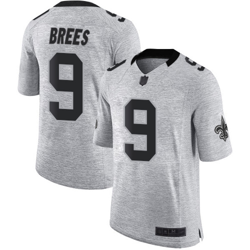 Men New Orleans Saints Limited Gray Drew Brees Jersey NFL Football #9 Gridiron II Jersey->new orleans saints->NFL Jersey